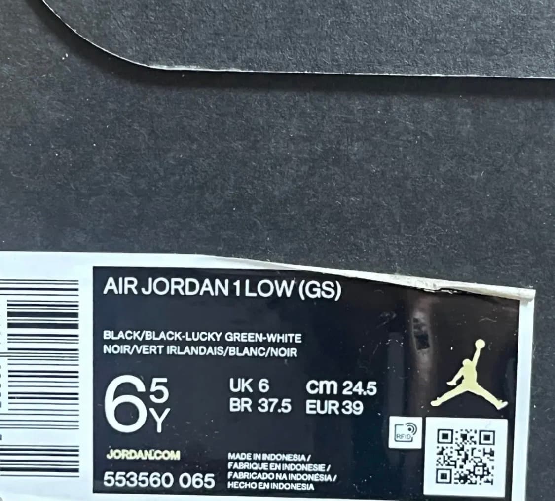 나이키 에어 조던 1 로우 GS 블랙 럭키 그린 245 상품이미지3