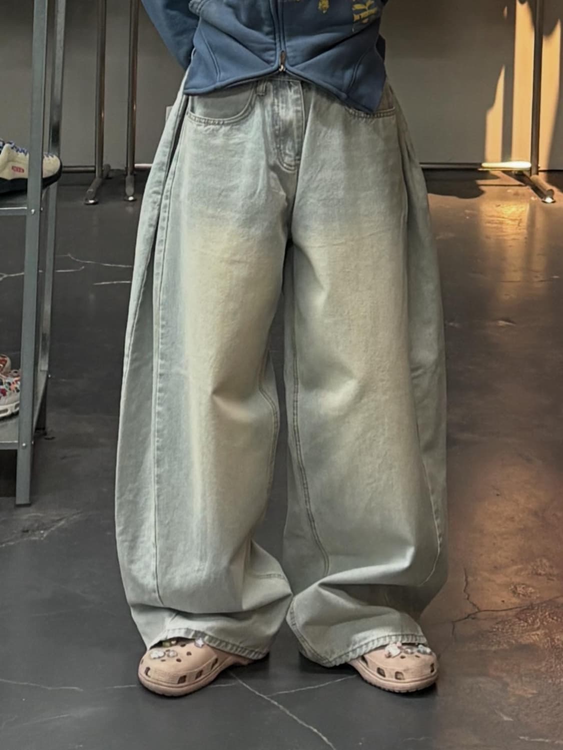 에스빈 연청 워싱 와이드 데님 팬츠 A3446 상품이미지1