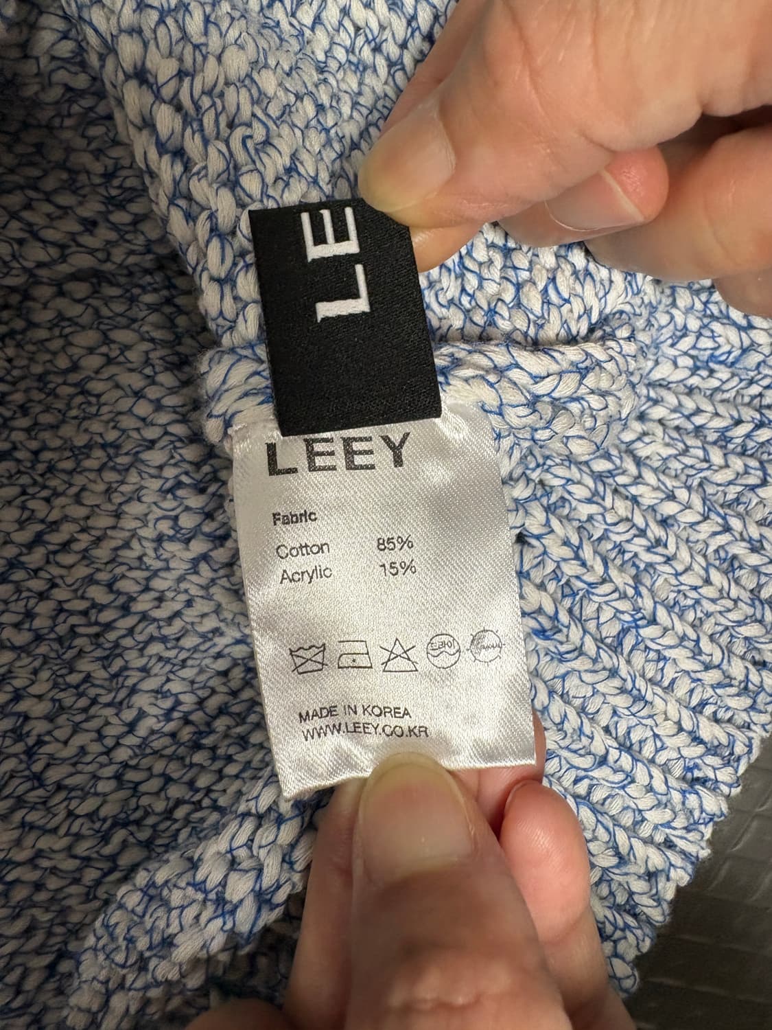 와이이이엘 Leey diagonal hooded cardigan blue 상품이미지5