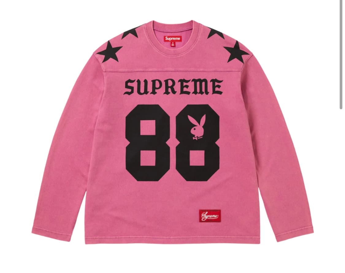 [M]슈프림 x 플레이보이 롱슬리브 풋볼 탑 핑크 상품이미지1