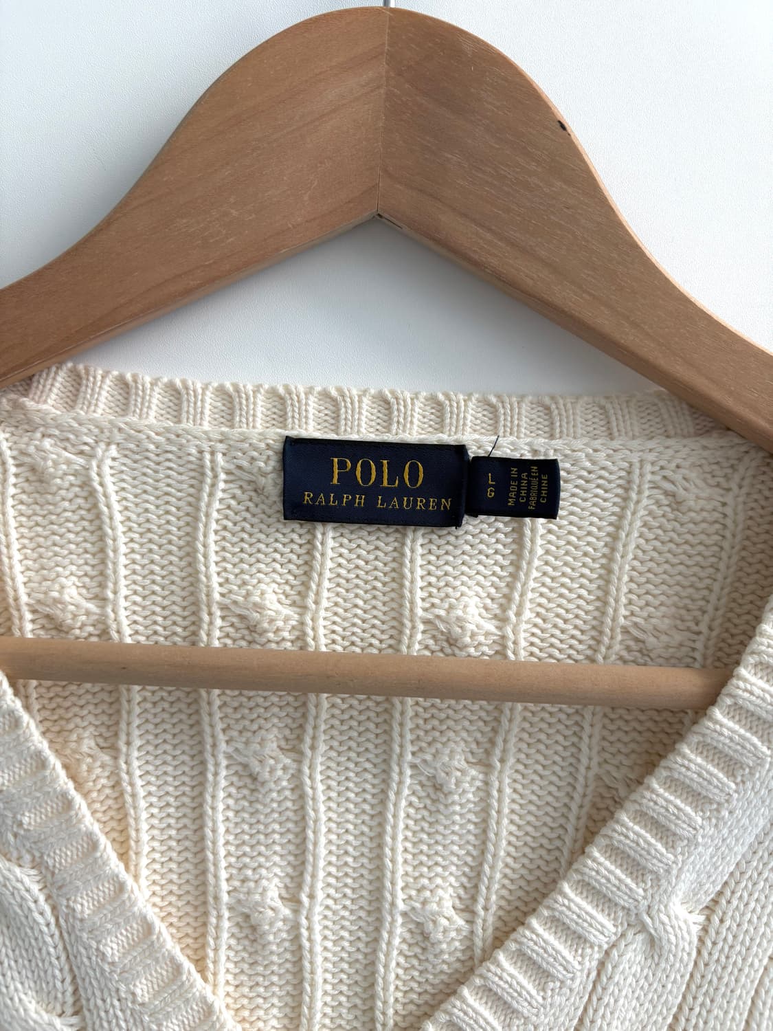 Polo 폴로 랄프로렌 신형 우먼라인 아이보리 컬러 브이넥 케이블 니트 상품이미지7