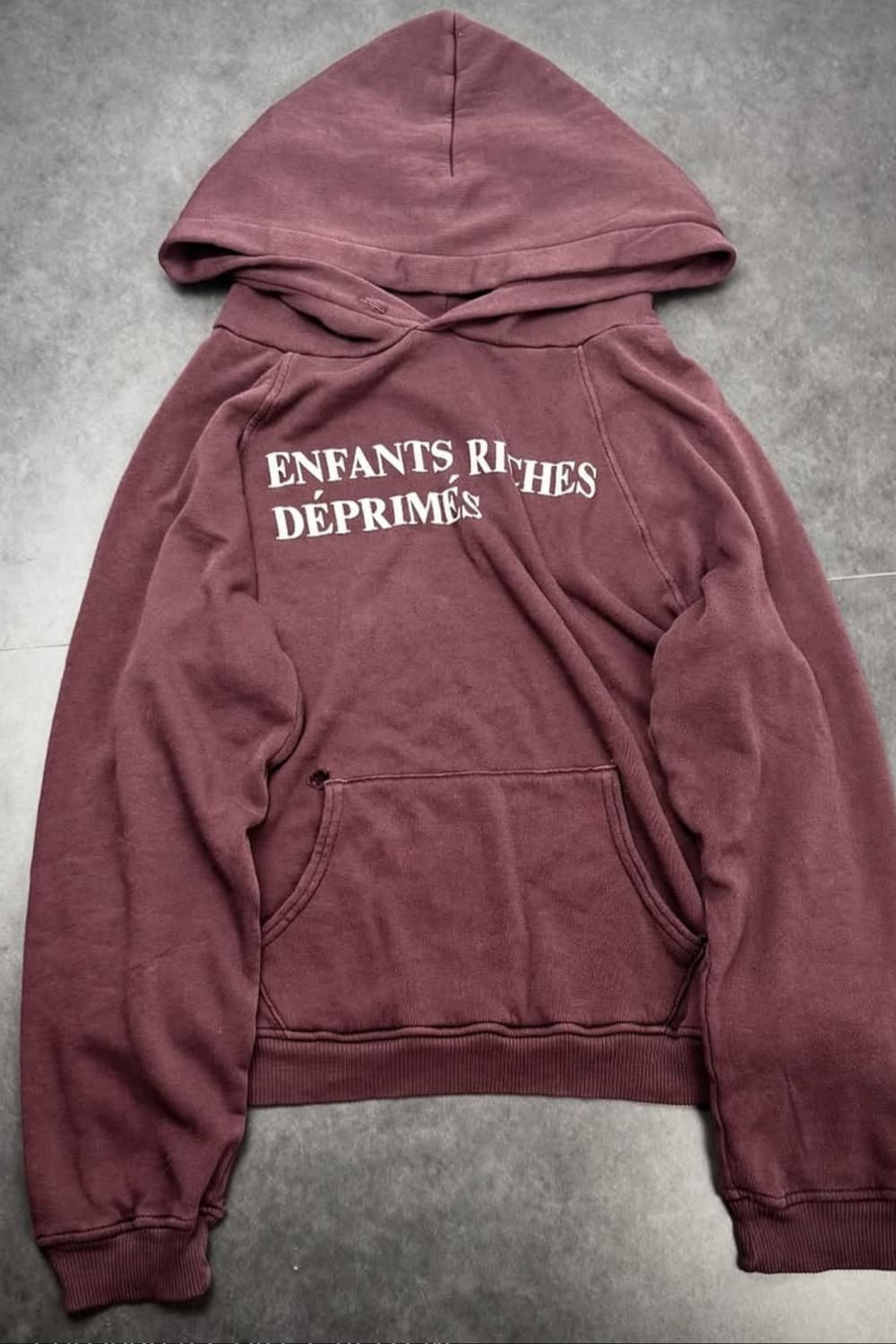 [L] 앙팡리쉬데프리메 로고 버건디 슈렁큰 후드 상품이미지2