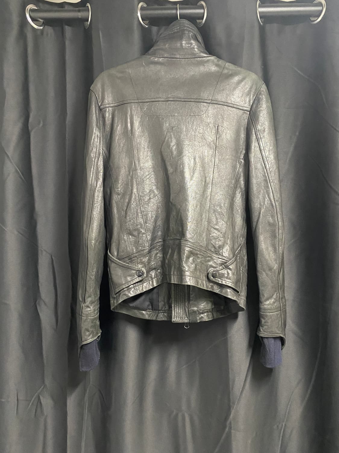 코데즈컴바인 하이넥 램스킨 레더 자켓 상품이미지2