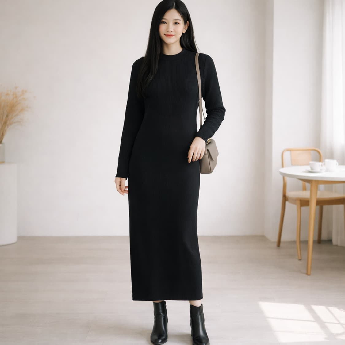 코스(COS) 라운드넥 립 니트 롱 원피스 XS 상품이미지1