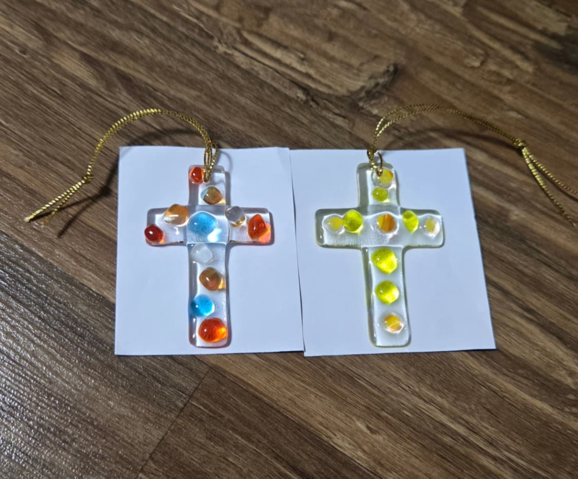 호주산 유리 십자가 오너먼트 2개 일괄 - 커플템 [미개봉 새상품] 상품이미지1