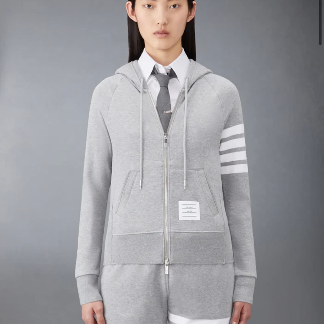 [S+급/40] 톰브라운 사선완장 여성 후드집업 그레이 상품이미지8