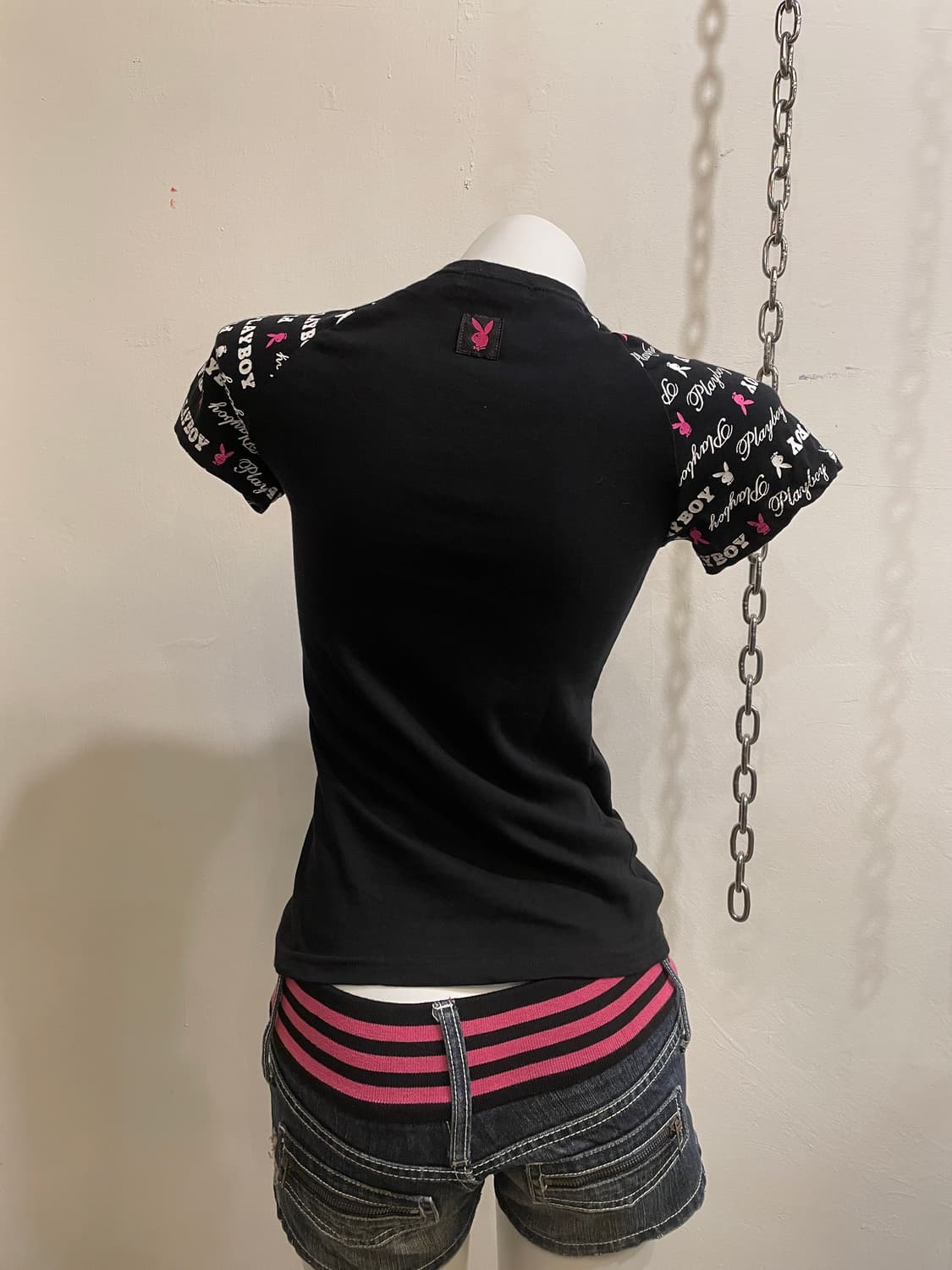 play boy 플레이보이 프린팅 큐빅 블랙 티셔츠 갸루 키치 상품이미지2
