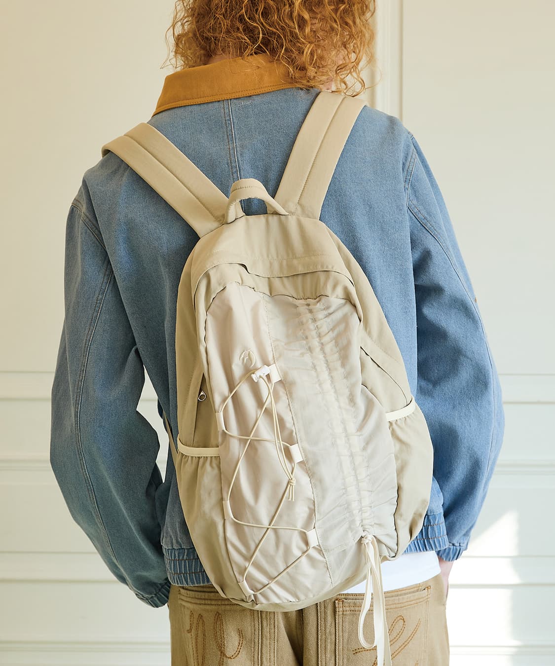 와이케이 하프 스트링 나일론 백팩 베이지 상품이미지1