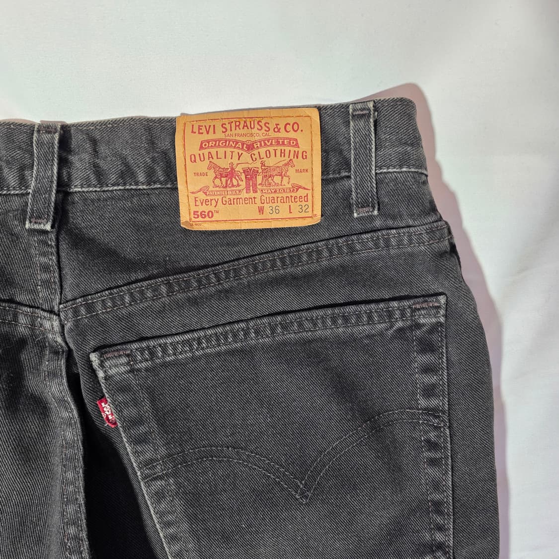[W36L32]00s USA 리바이스 560 루즈 테이퍼드 블랙 데님팬츠 상품이미지7