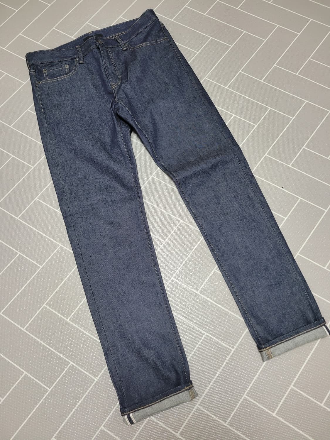 새상품) 유니클로 스트레치 셀비지 데님 팬츠 33 상품이미지1