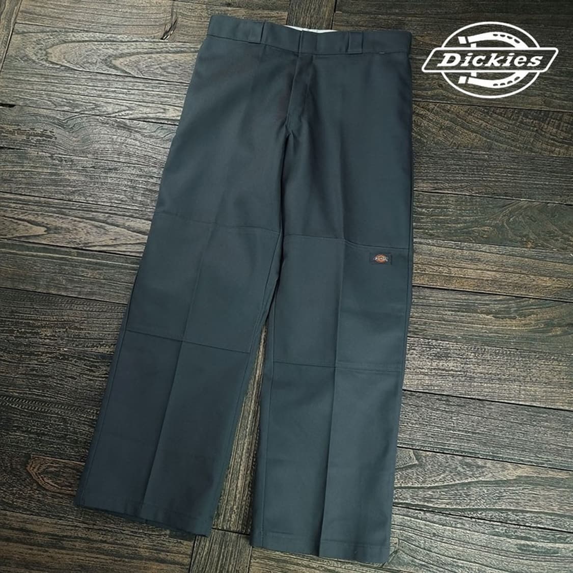 [디키즈] 로고 패치 더블니 와이드 워크 팬츠 그레이 M19457 상품이미지1