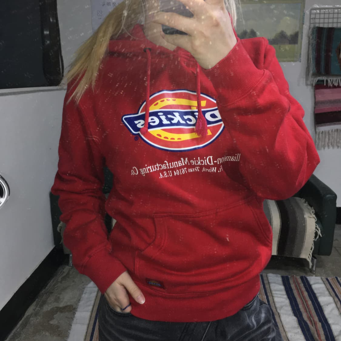 투티/0260 디키즈 후드티 스포티 레드 기모 프린팅 로고 상품이미지1