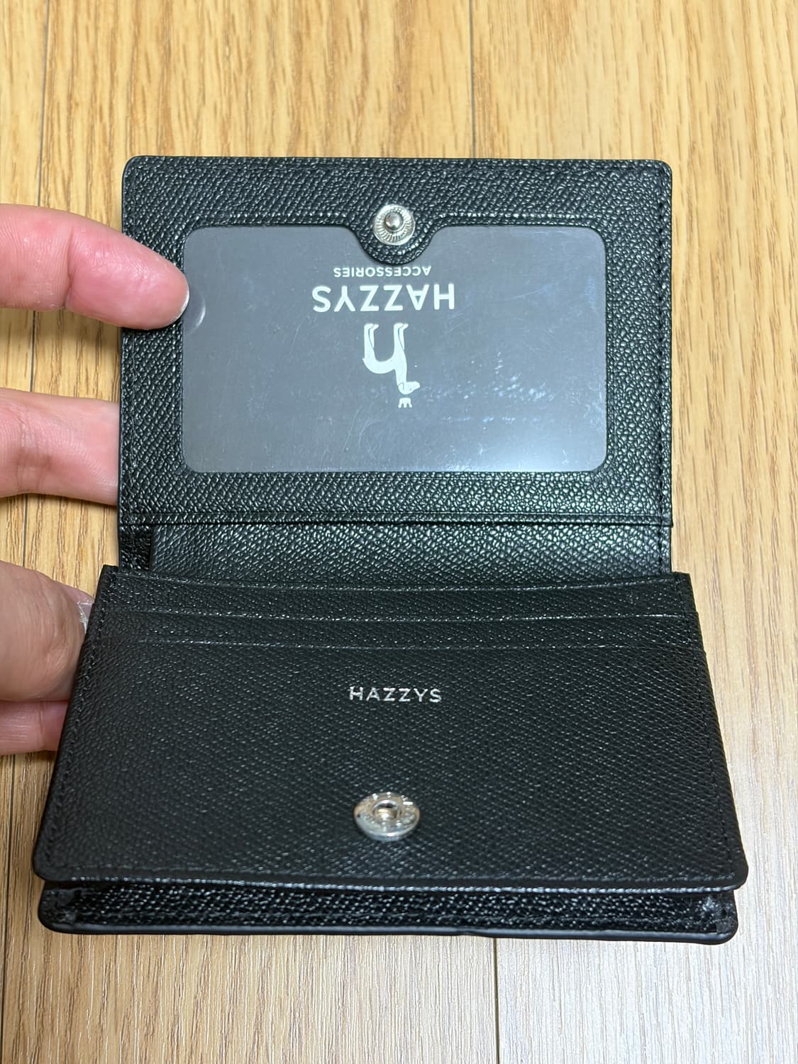 헤지스 소가죽 슬림 명함지갑 카드지갑 블랙 상품이미지5