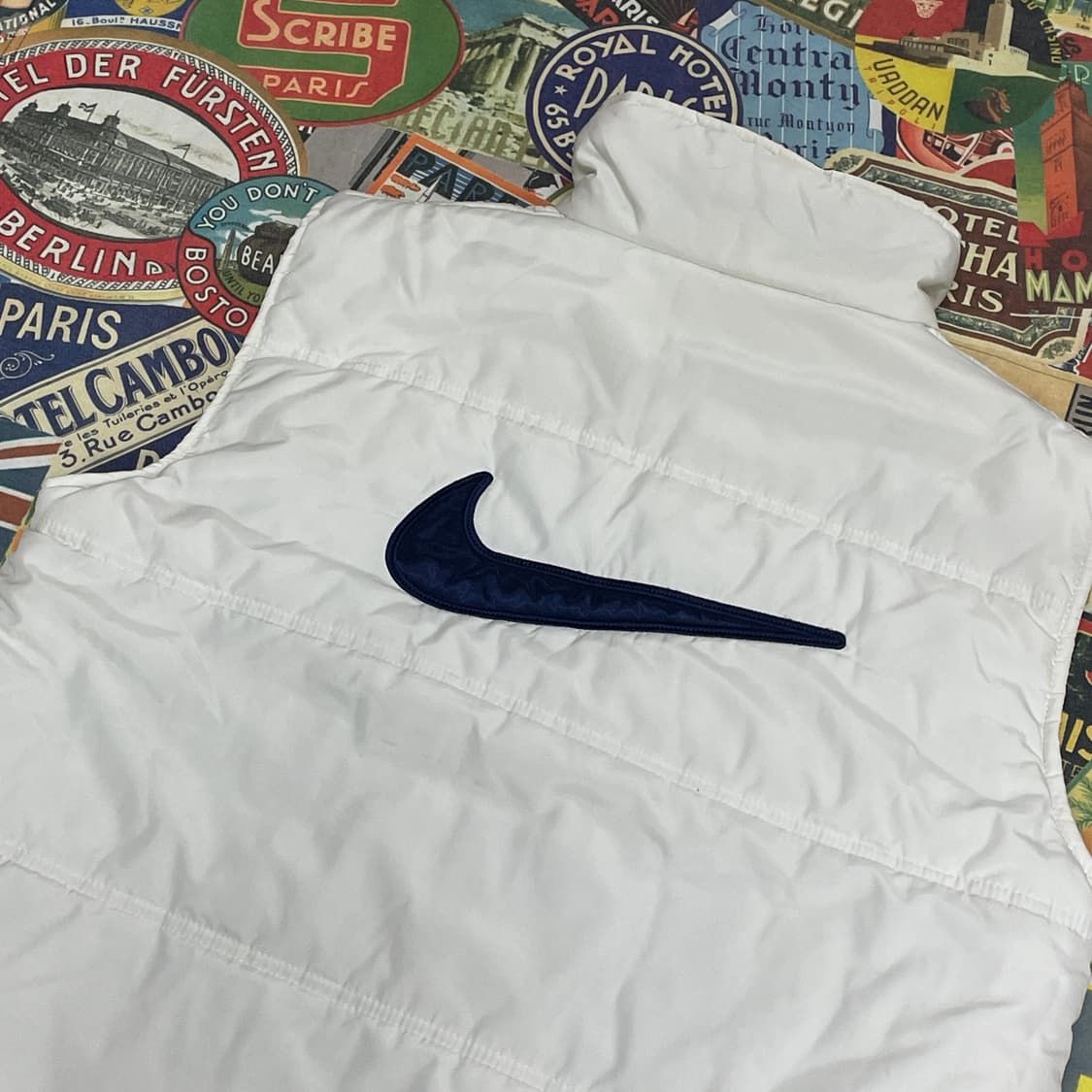 90s 나이키 대대장 화이트 빅로고 자수 패딩조끼 올드스쿨 베스트 L 상품이미지4