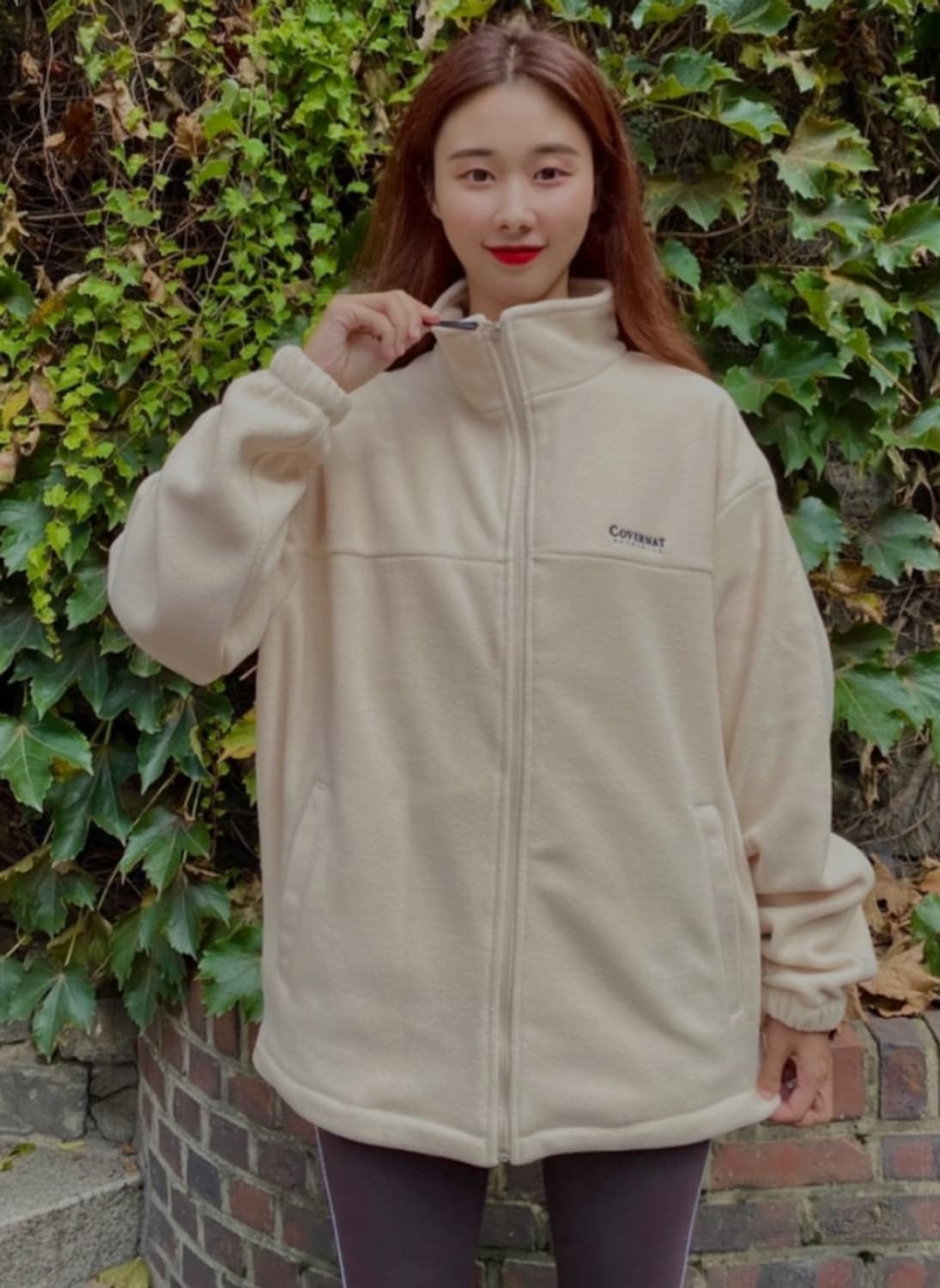 커버낫 플리스 자켓 아이보리 S  오버사이즈 상품이미지2