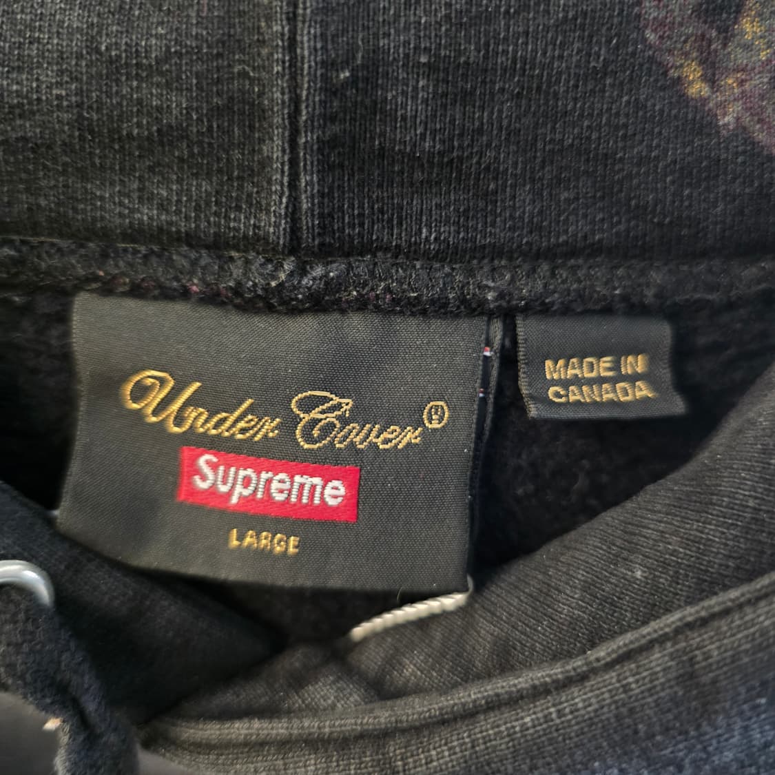 슈프림x언더커버 후드티 블랙 아나키 패턴 올오버 프린팅 상품이미지4