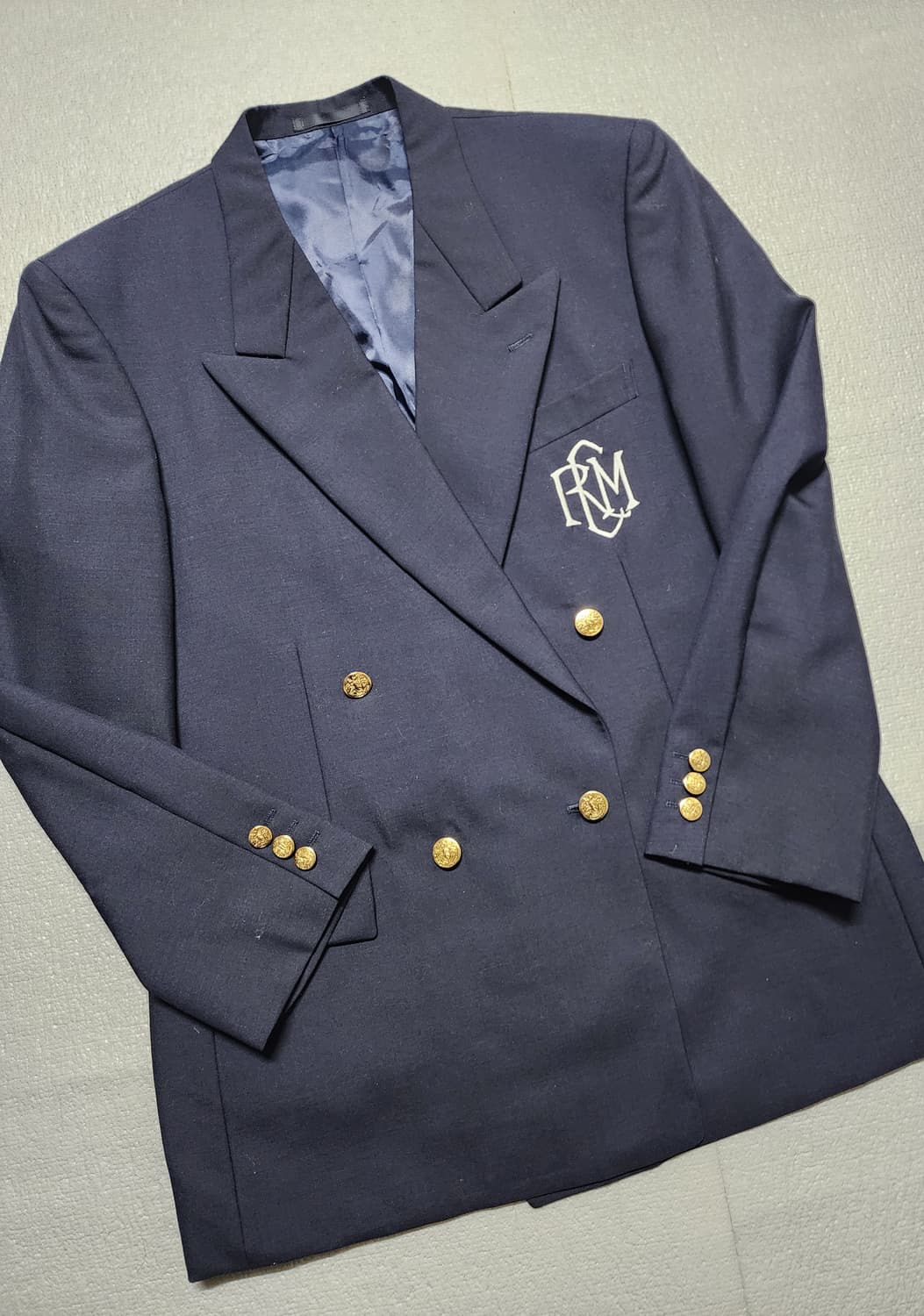 일본빈티지 네이비 더블 브레스트 엠블럼 금장 자켓 상품이미지5