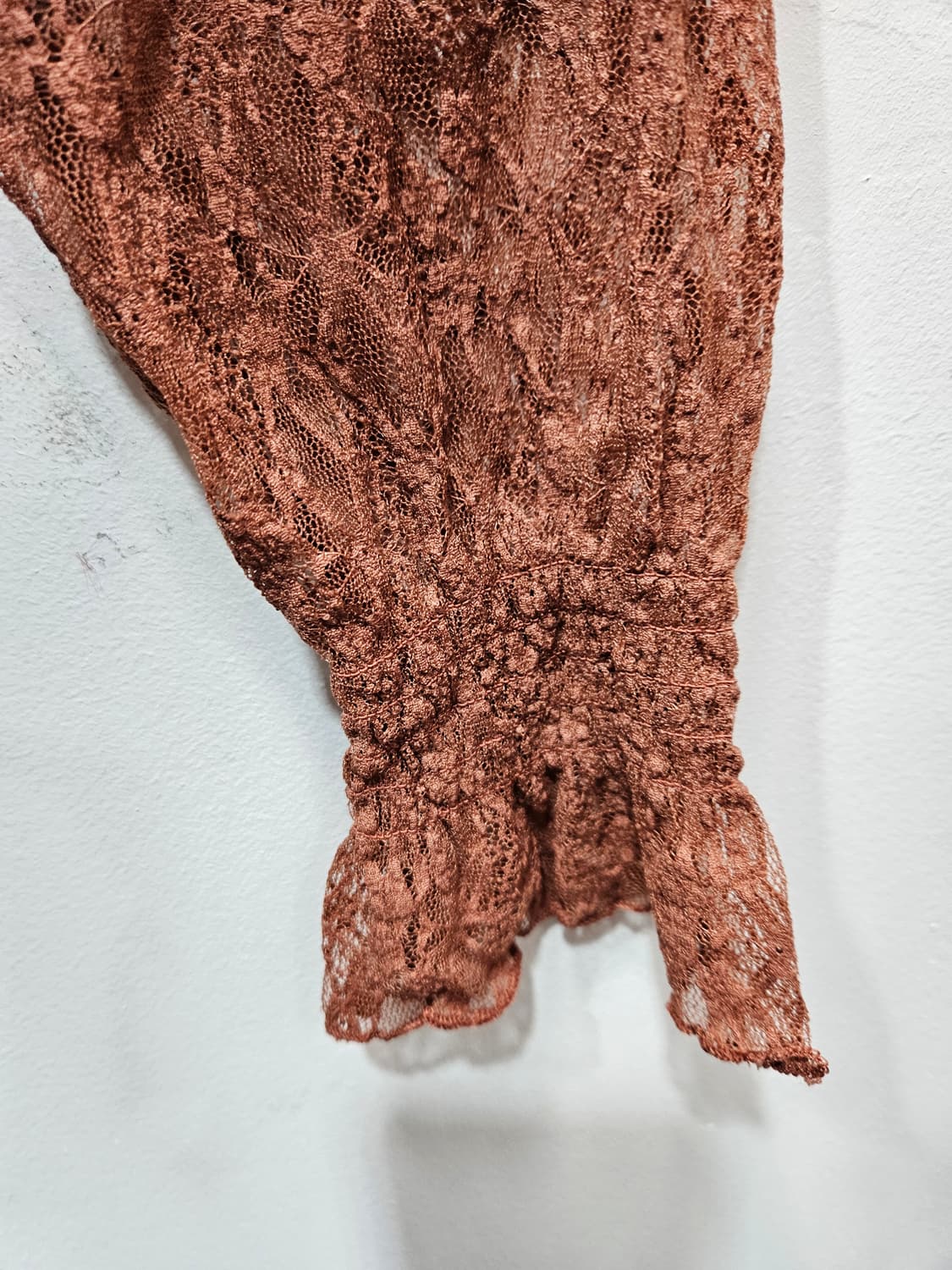 레이스 시스루 스판 티블라우스 로즈핑크 상품이미지5