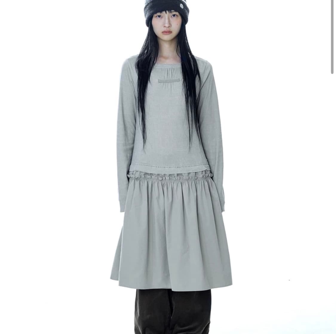 코이세이오 투웨이 셔링 원피스 카키 상품이미지1
