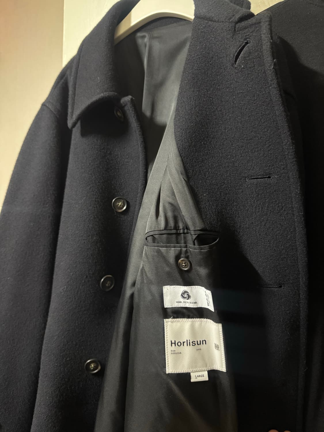 홀리선 울 롱코트 네이비L 상품이미지1