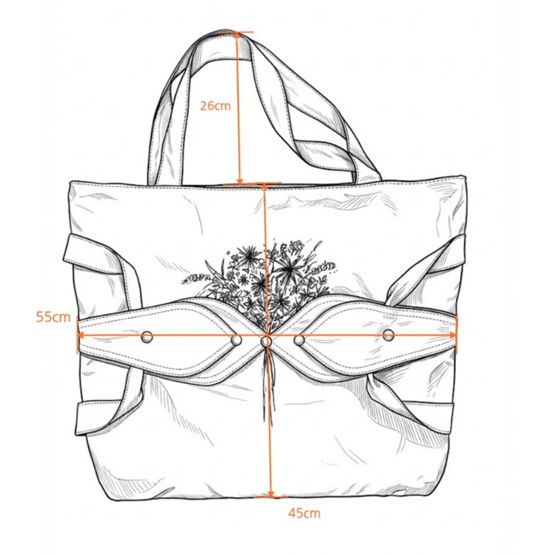 ggott Bouquet Bag 꽃 자수 토트백 네이비 상품이미지2