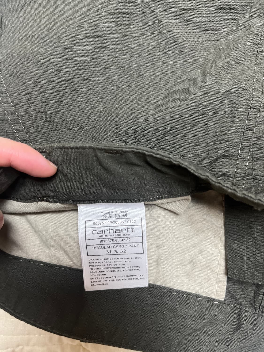 칼하트 레귤러 카고 31사이즈 카키, 블랙 상품이미지3