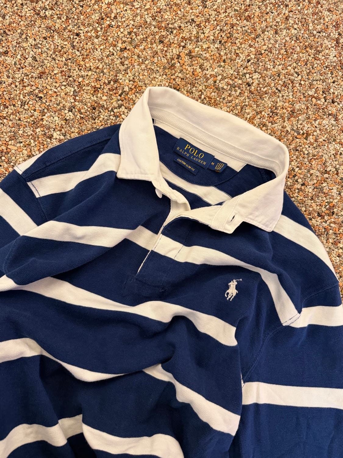 폴로 랄프로렌 아이코닉 럭비 셔츠 M size 네이비x화이트 polo 상품이미지3