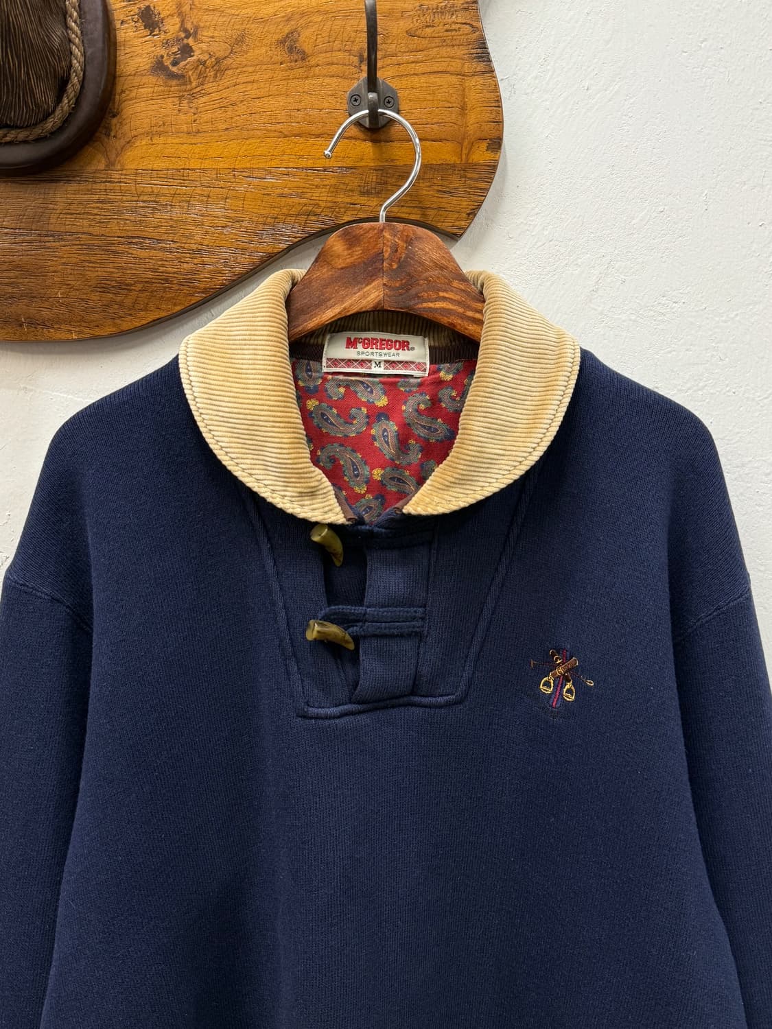 M) 90s McGREGOR Corduroy Collar Toggle S 상품이미지1