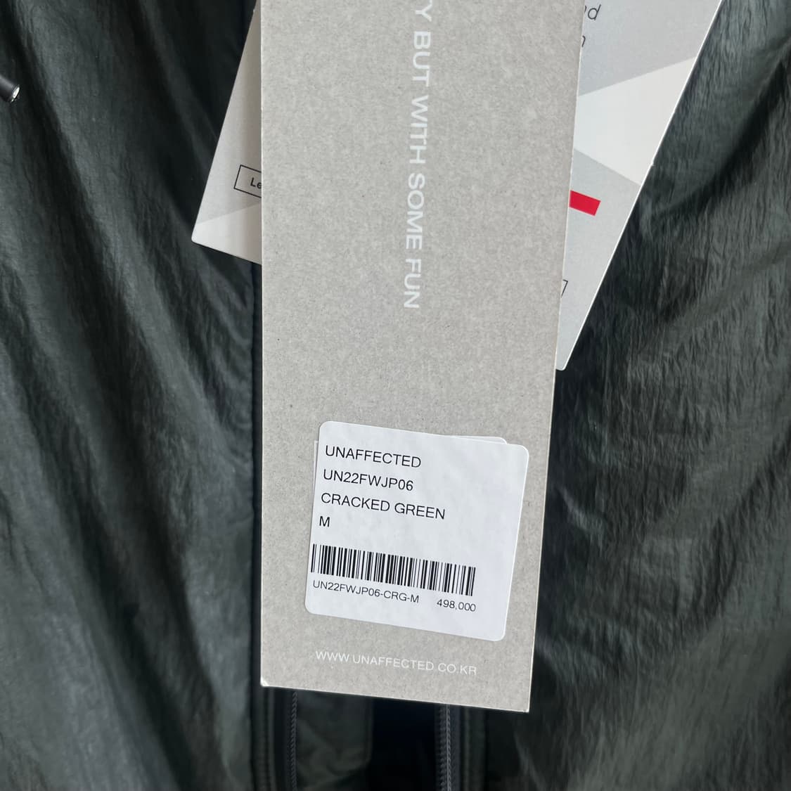 [새상품]언어펙티드 패디드 오블리크 집 점퍼 크랙그린 상품이미지6