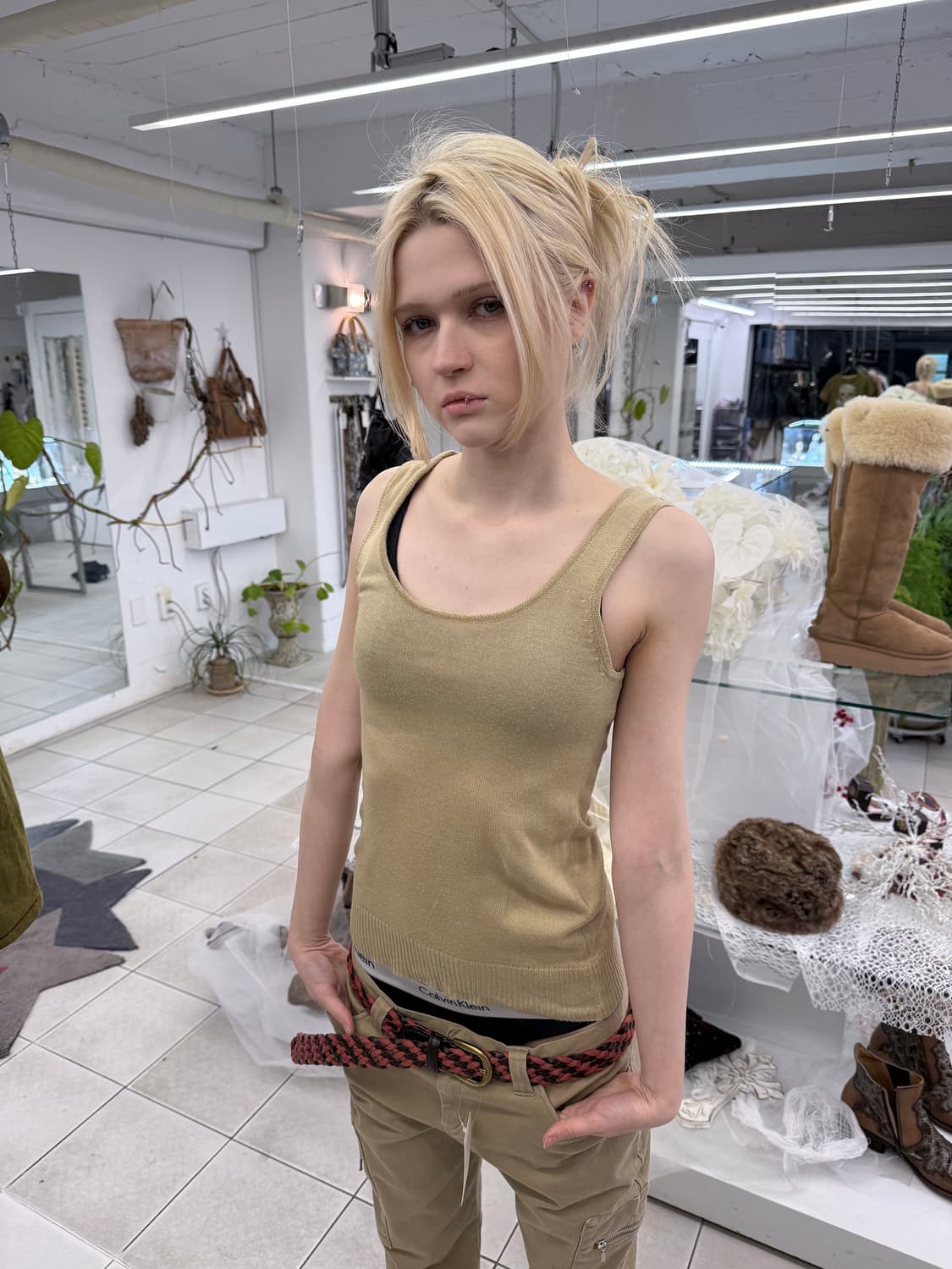 gold stitch knit vest 상품이미지3