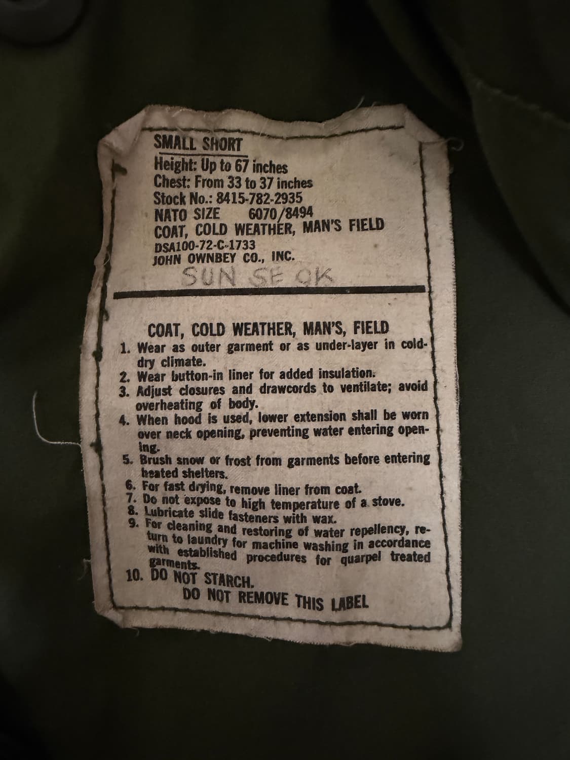 미군 오리지널 M65 필드자켓 3세대 S / S 데드스탁급 상품이미지3