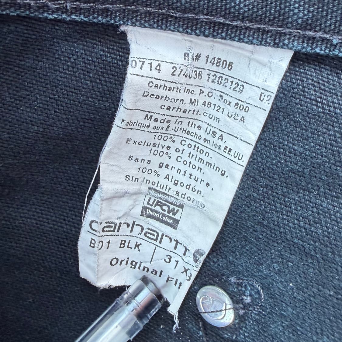 OG USA 칼하트 B01 BLK 더블니 카펜터팬츠 상품이미지9