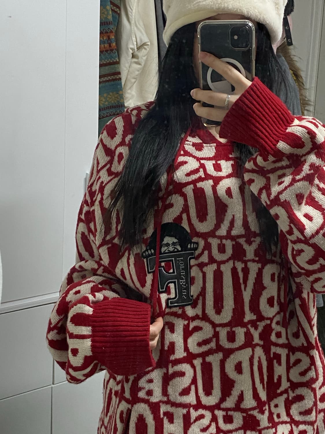 간지 뒤지는 후부 니트 후드 상품이미지4