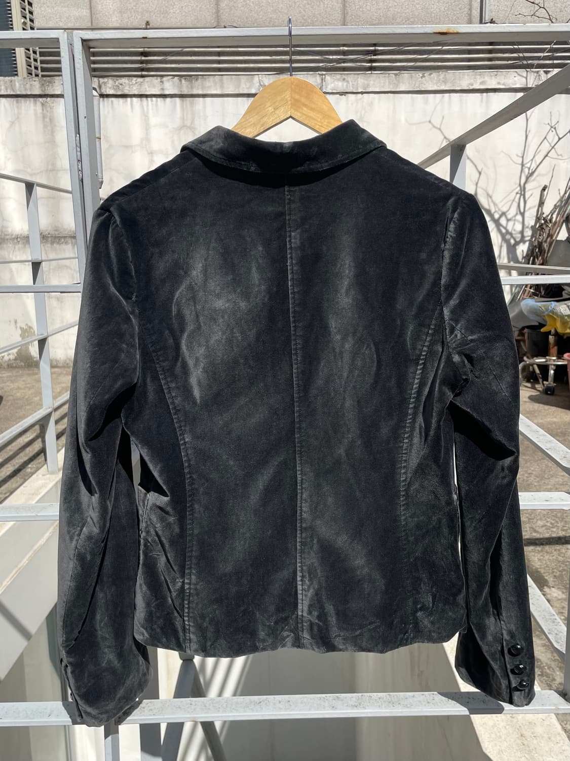 빈티지 그레이 벨벳크롭 블레이저  상품이미지5