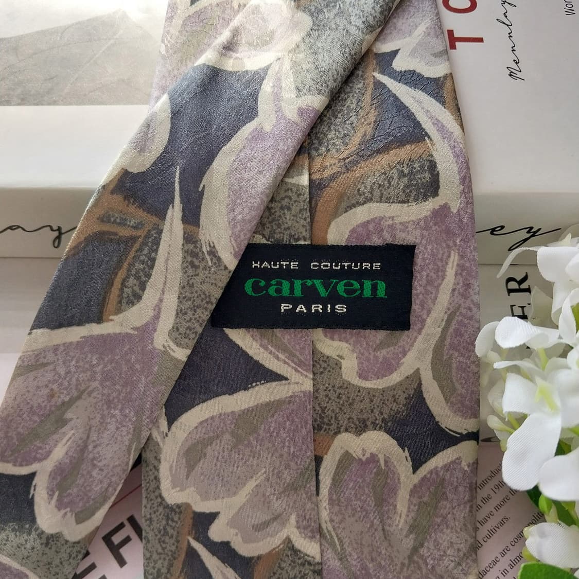 까르뱅 실크 카키 플로럴 아트 넥타이 9.4cm A+~A등급 K1490
 상품이미지6