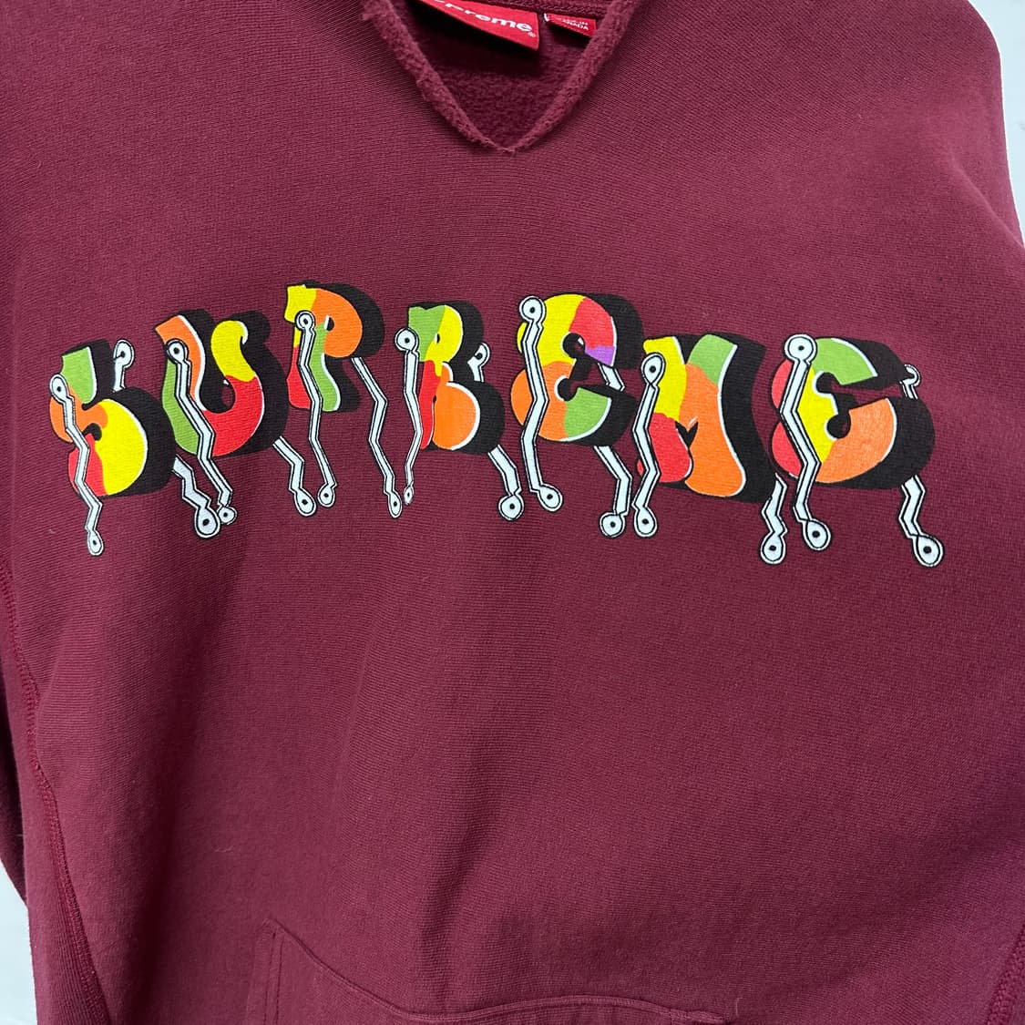 슈프림 커스텀 후드 버건디 L사이즈 (가슴단면59cm) 상품이미지7
