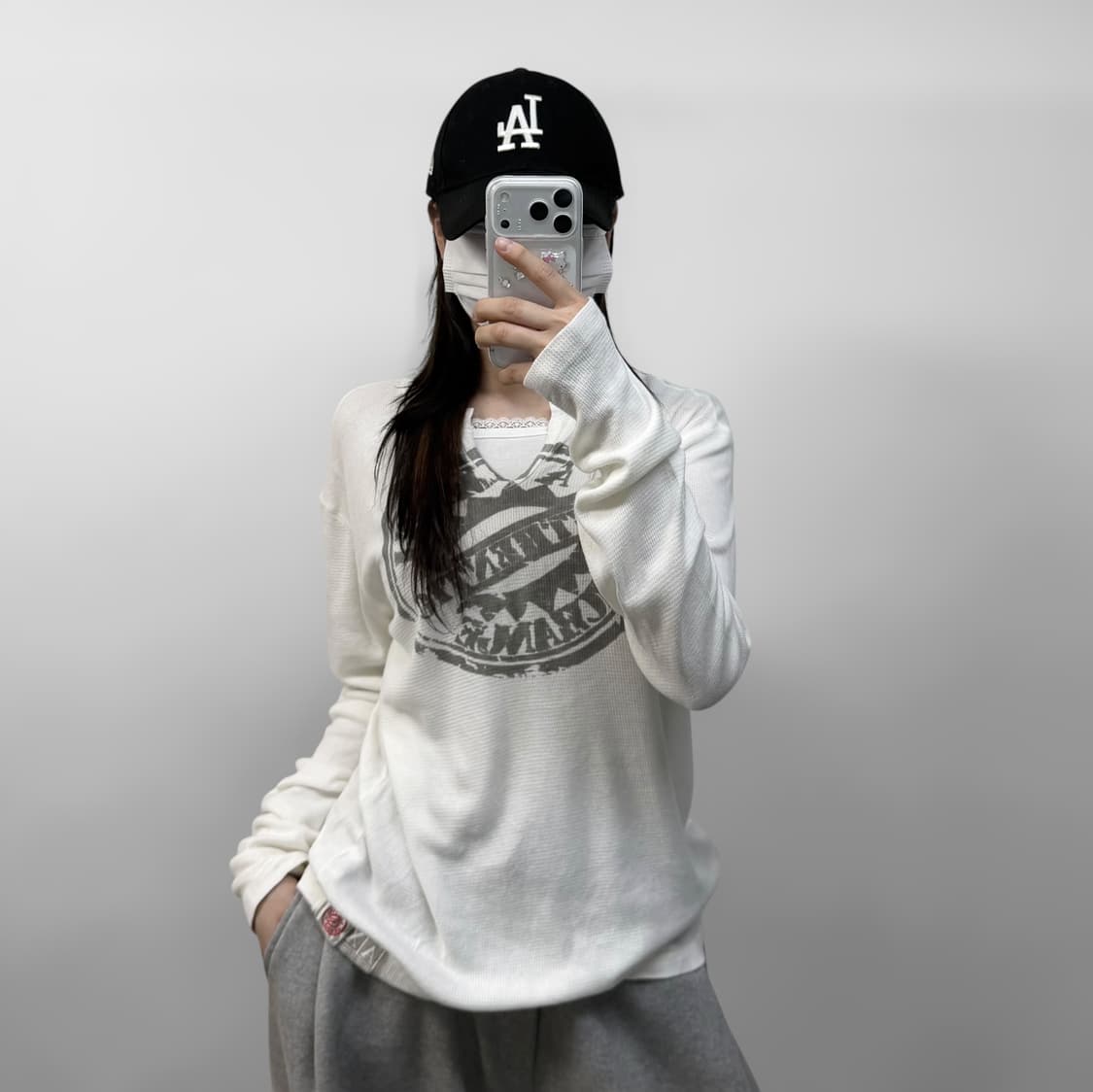 알마니 익스체인지 그래픽 와플 롱슬리브 상품이미지1