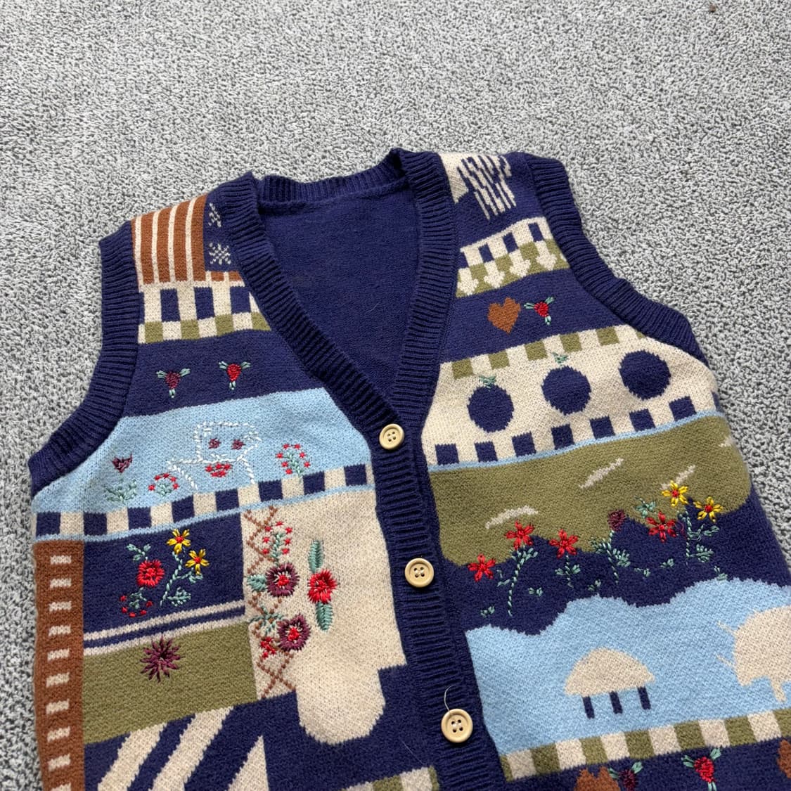 빈티지 패턴 니트 조끼 상품이미지2