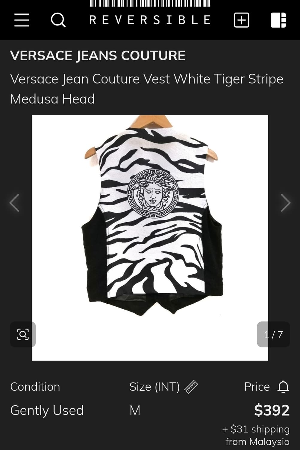 90's 베르사체 VERSACE 지브라 메두사 은장 베스트 M 정품 상품이미지5
