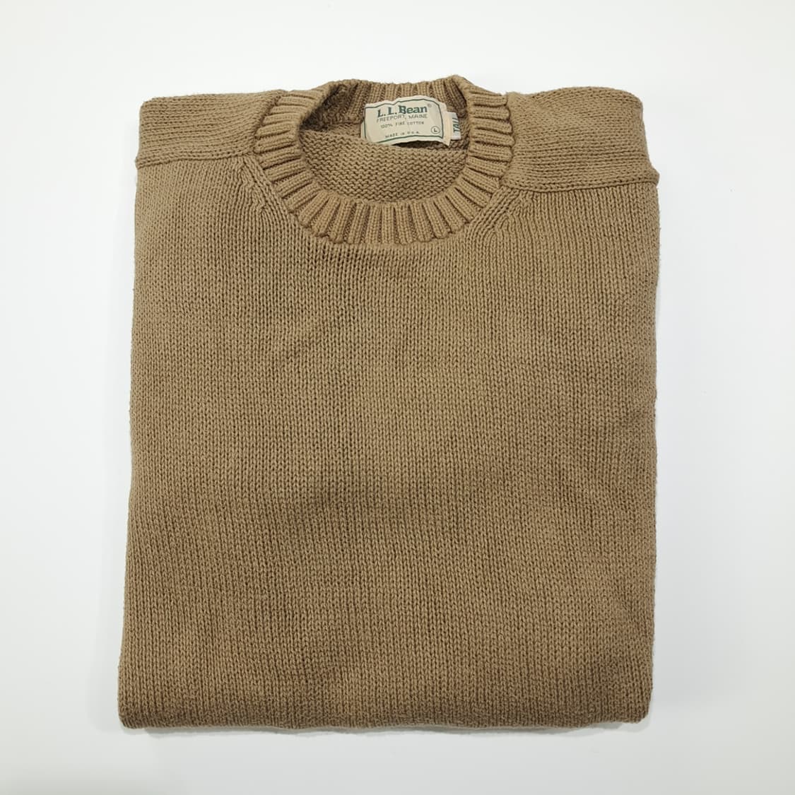 CL035 L엘엘빈 80s 미제 빈티지 새들 숄더 카멜 베이지 니트 스웨 상품이미지7