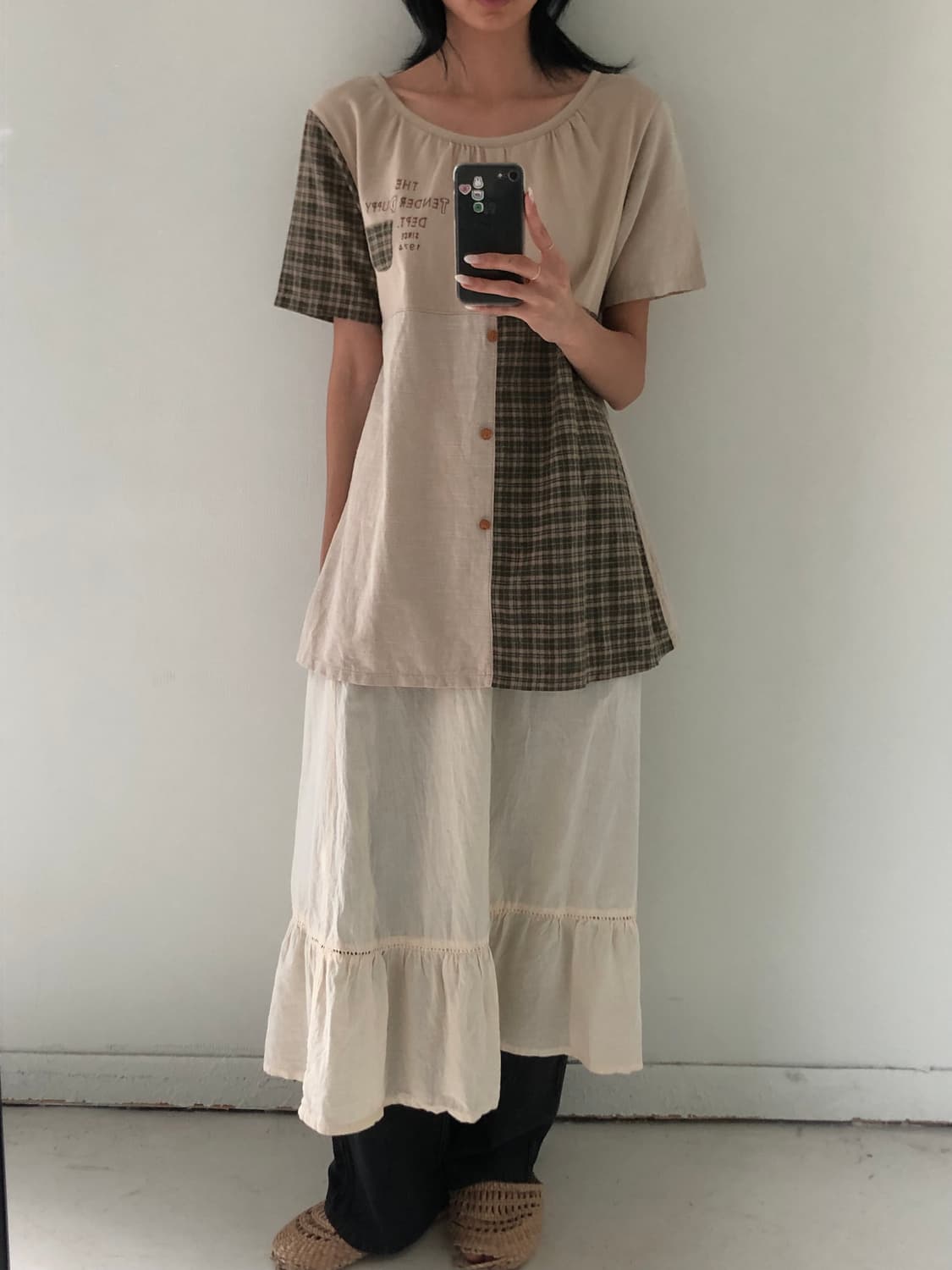 일본빈티지 모리 패치워크 반팔 상품이미지2