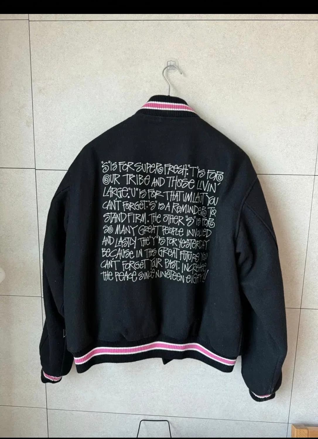 스투시 S 토크 멜튼 바시티 자켓 블랙 L 상품이미지2