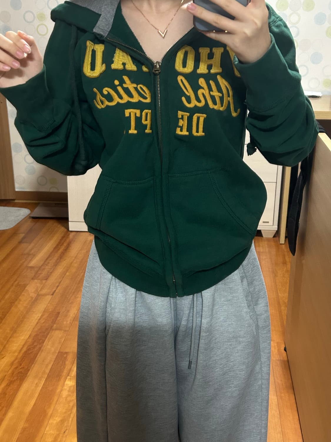 후아유 초록색 후드집업 상품이미지2