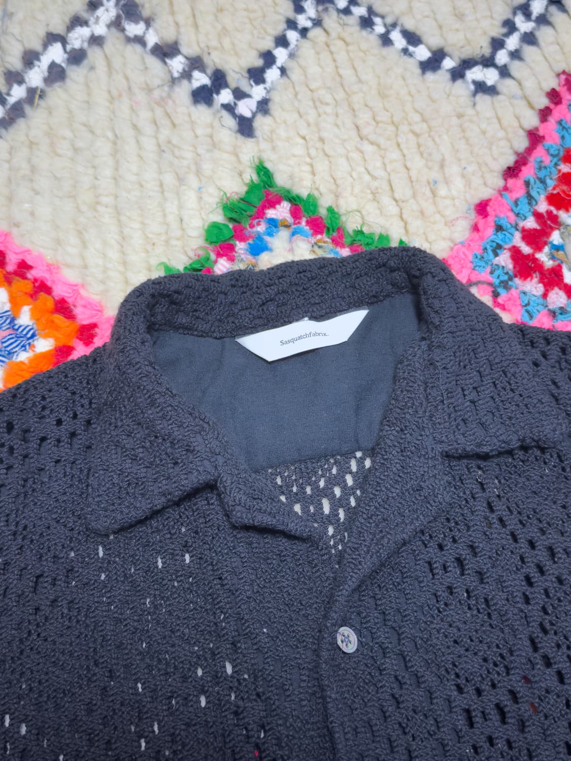 사스콰치패브릭스 코튼 레이스 오픈 카라 셔츠 상품이미지3