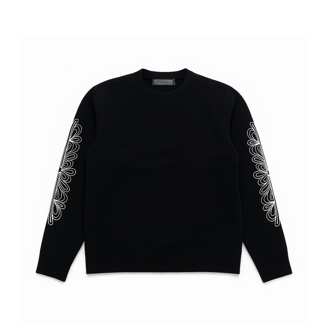 [S] 크롬하츠 캐시미어 화이트 자수 플로랄 니트 스웨터 블랙 상품이미지1