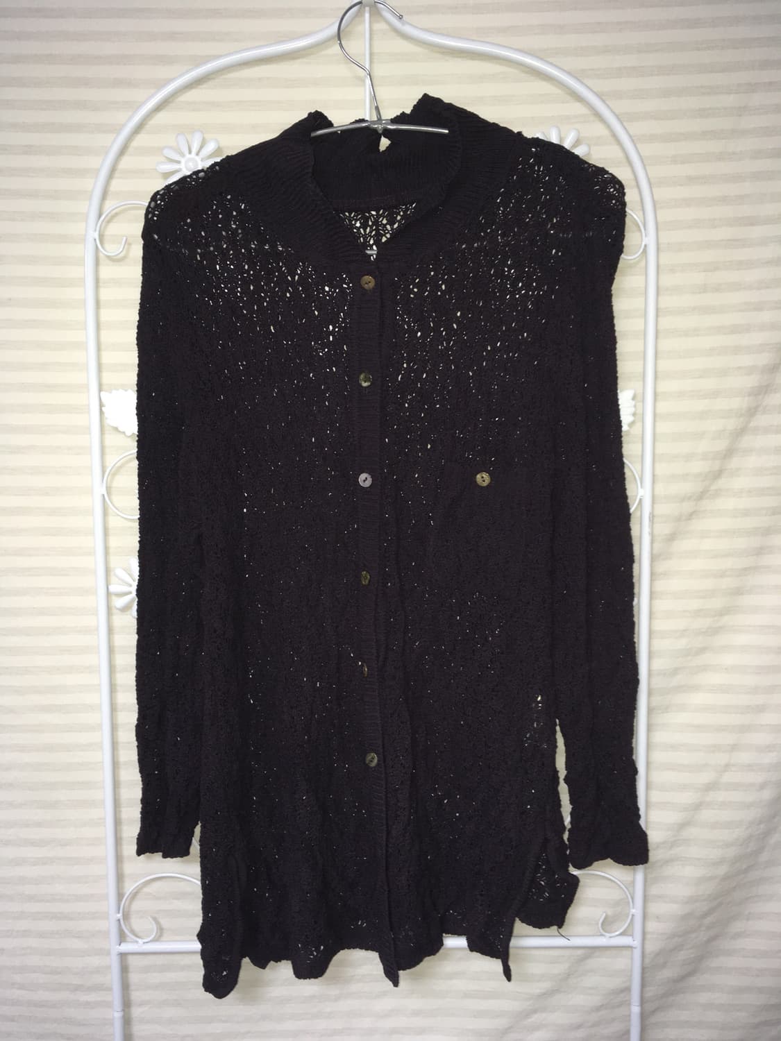 빈티지 퍼플 시스루 니트 가디건 y2k 스트릿 갸루 펑키 일본빈티지723 상품이미지1