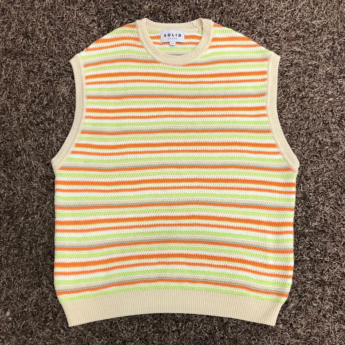 솔리드옴므 멀티컬러 스트라이프 니트 베스트 상품이미지1