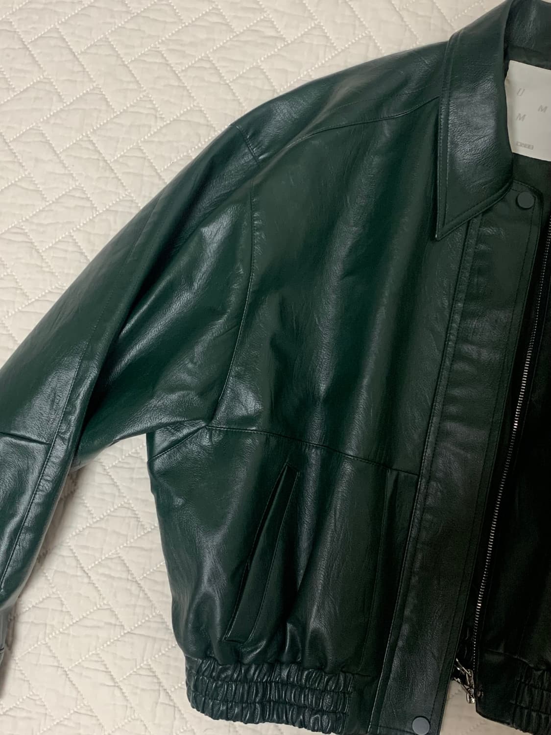 쉬이즈큐트 그린 레더 자켓 상품이미지2