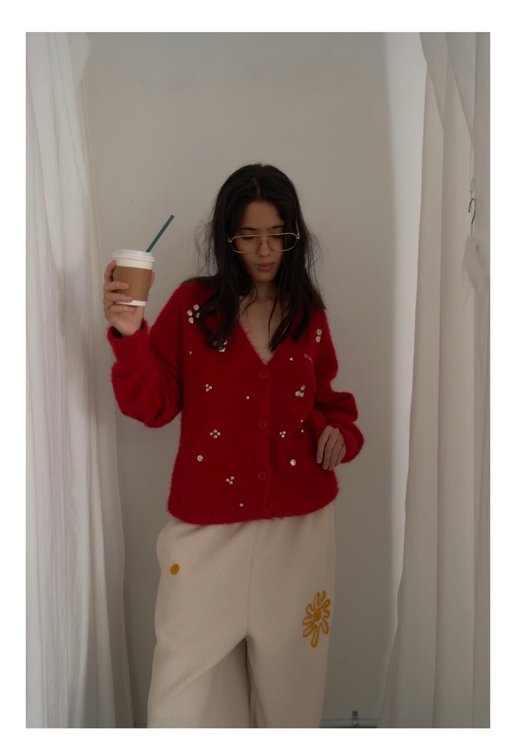 아우어솔티 Disco Sparkle Cardigan / CherryRed 상품이미지2