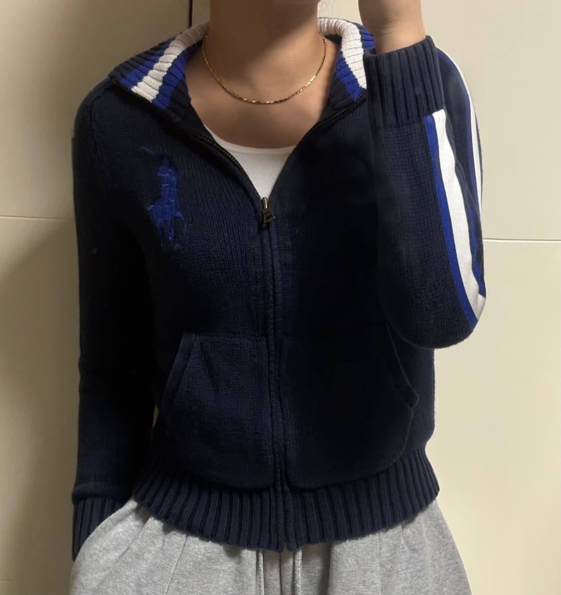 폴로 랄프로렌 빅포니 네이비 니트집업 상품이미지1